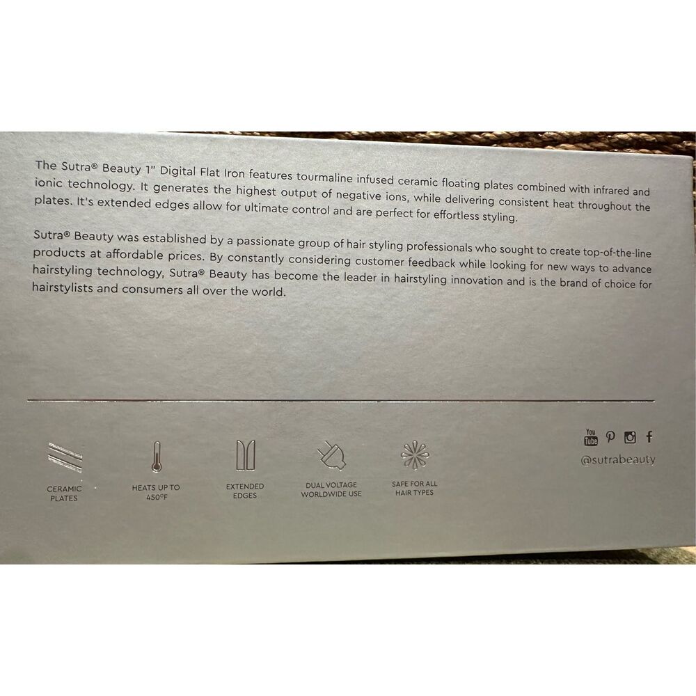 Sutra Digital Flat Iron 1"   Tourmaline Infused Ceramic - Picture 6 of 6